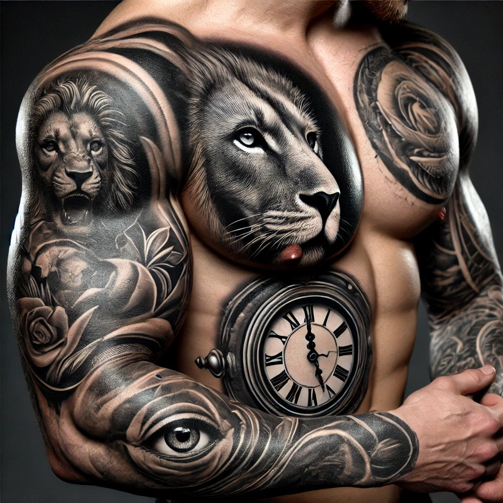 Black-and-grey Realism Tattoo Style for men