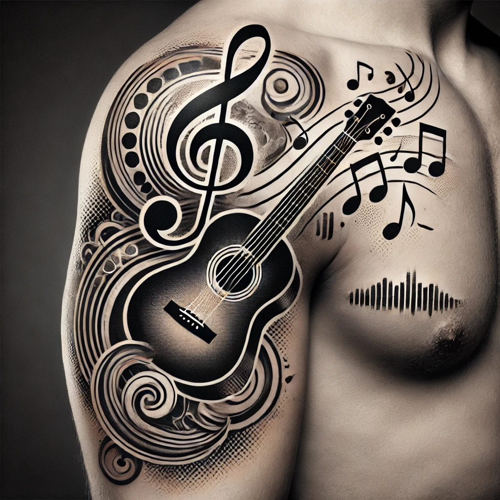 Music-Themed Tattoo for men