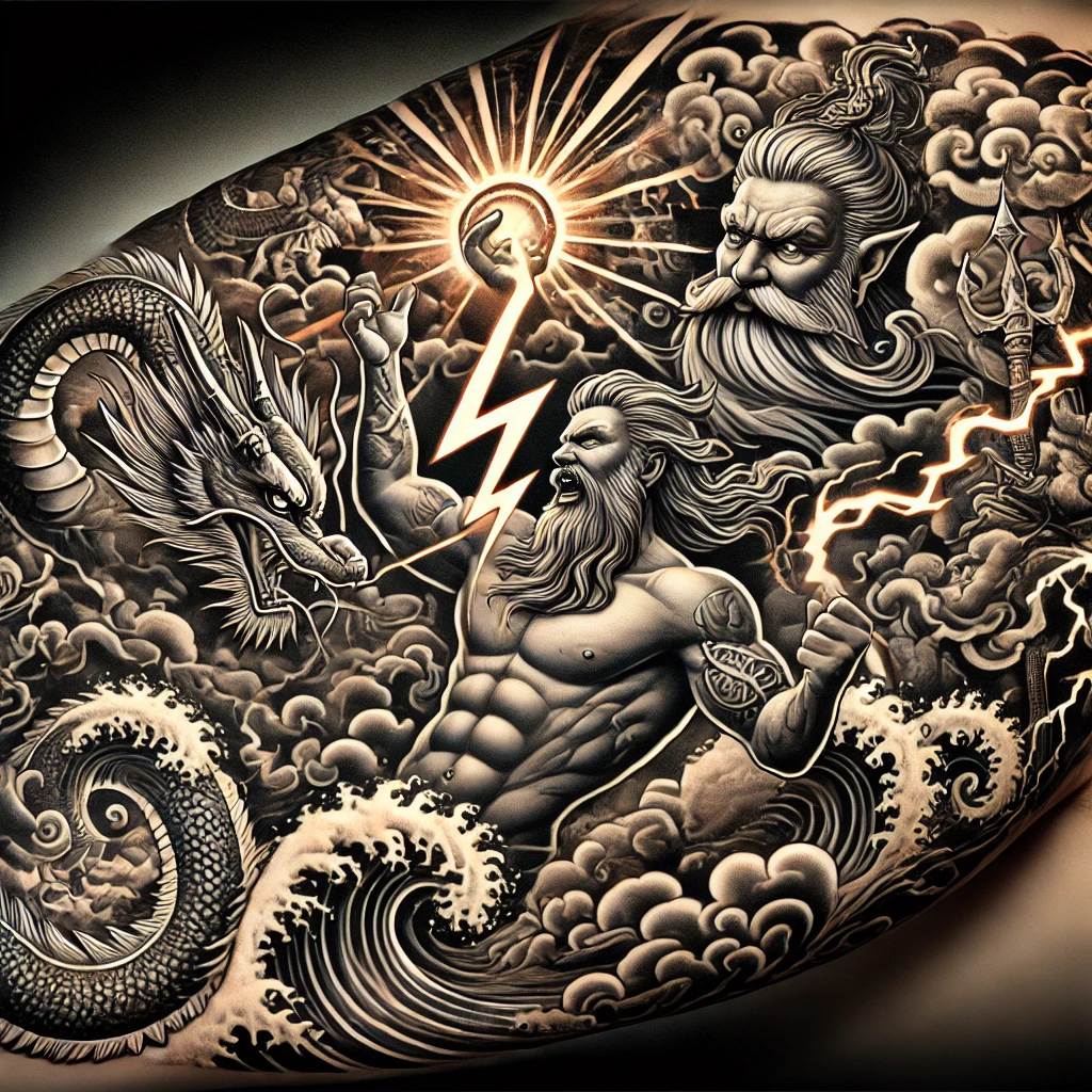 Mythological Battles Tattoo for men