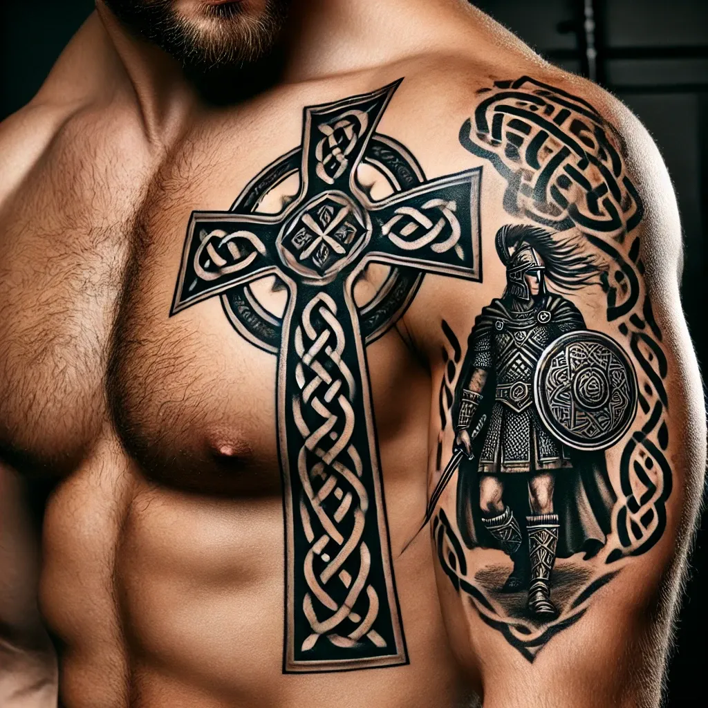 The Celtic Cross with a Celtic Warrior