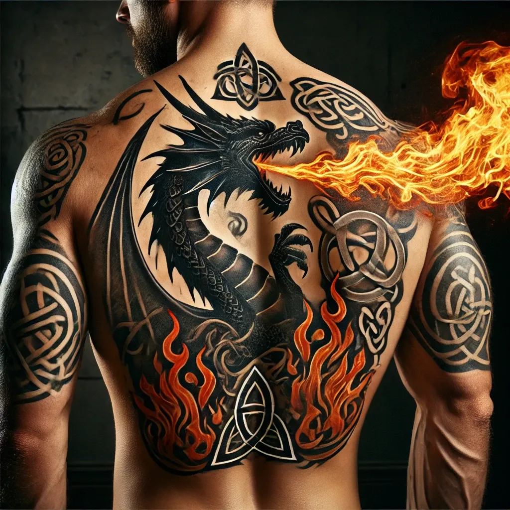 The Celtic Dragon Breathing Fire