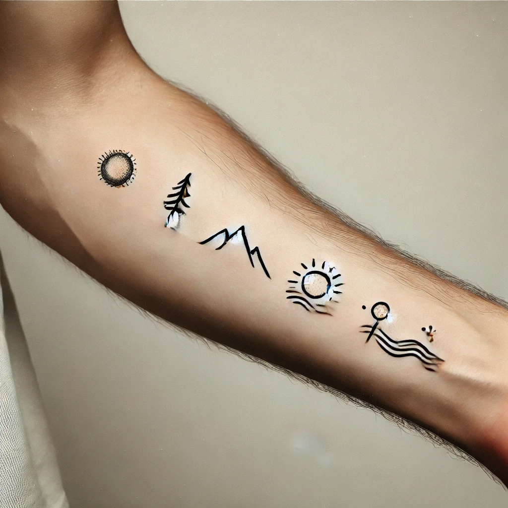 Tiny Nature Elements Tattoo for men