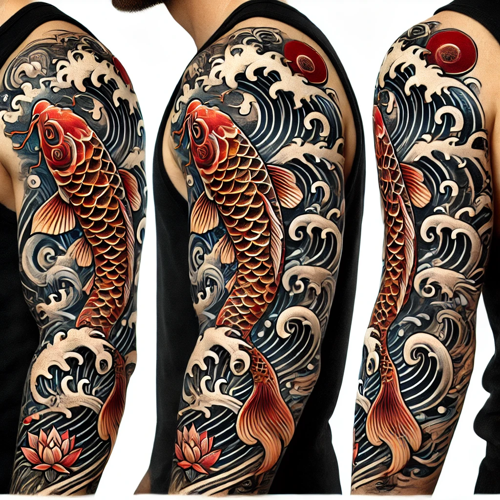 Waves and Carp Tattoo