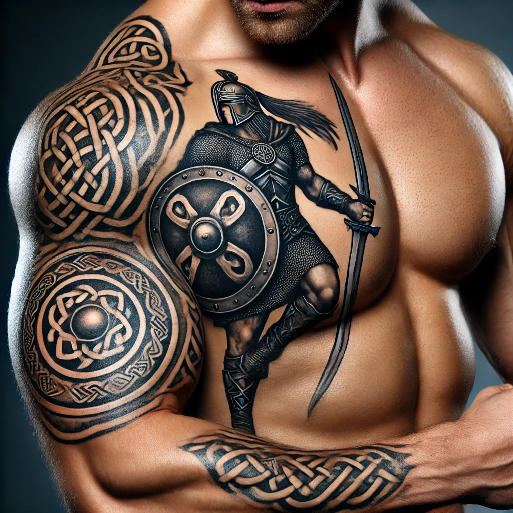 Celtic Warrior with Sword and Shield